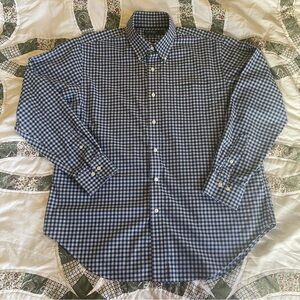 Lauren Ralph Lauren Navy Checkered Button Down Shirt Neck 17 Sleeve 34/35